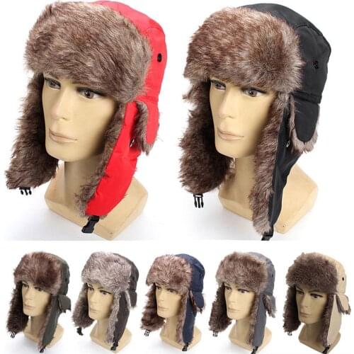 1pcs Brand New Unisex Trapper Bomber Warm Russian Trooper EAR FLAPS Winter Ski Hat Men Women Cap New Fur Bomber Hats Hot Sale