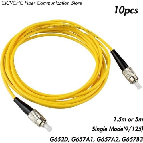10pcs FC/UPC-FC/UPC Fiber Patchcord-SM(9/125) G657B3, G657A2, G657A1, G652D-1.5m or 5m-3.0mm Cable / Jumper