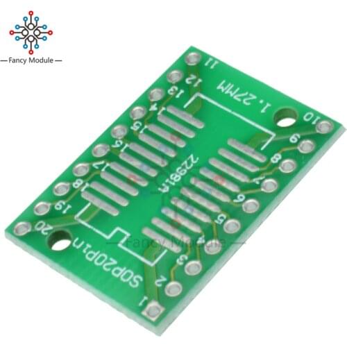 10Pcs SOP20 SSOP20 TSSOP20 To DIP20 Pitch 0.65/1.27mm IC Adapter PCB Board