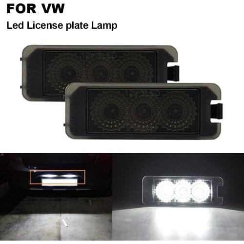 2psc For VW Golf IV V VI 3 Canbus Smoked Lens Car Cree LED License Number Plate Lights Xenon White Light