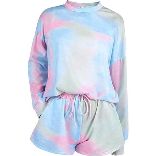 2021 Kids Tales Summer Spring Family Matching Shorts Set Women Tie Dye Loungewear Causal Kids Baby Boy Girls Homewear Wholesale