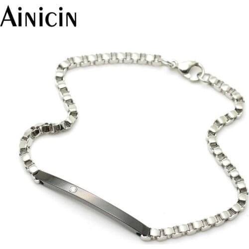 5pcs New Arrival 4mm Box Chain Blue Color Vacuum Plating Fashion Men and Women Bracelets Christmas Gift