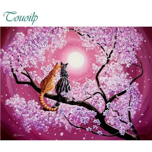 5D DIY diamond embroidery two cats on tree diamond painting Cross Stitch full drill Rhinestone mosaic home decoration