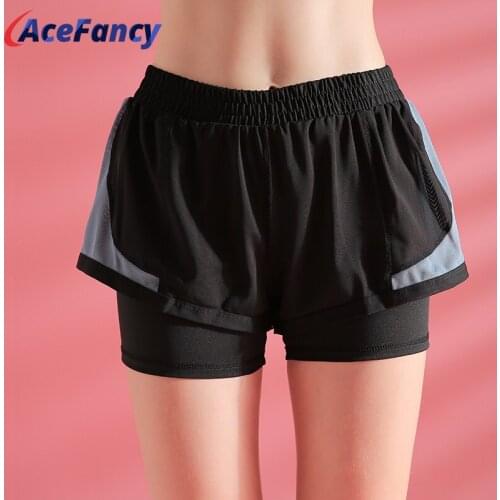 Acefancy Fitness Sports Shorts Womens Quick Dry Double Layer 1913 Yoga Shorts Running Gym Workout Jogging Gym Shorts Female