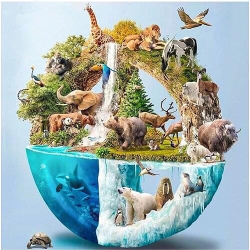 Daimond Painting 5D Full Square/ Round Elephant Whale Polar Bear Diamond Rhinestone Embroidery Resin Mosaic Cross Stitch RS2020