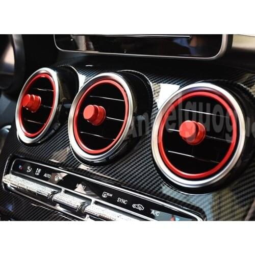 Car Decor for Mercedes Benz 2015-2019 C class W205 GLC Air Outlet Sticker/Instrument Panel Air Outlet Decoration Ring Cover