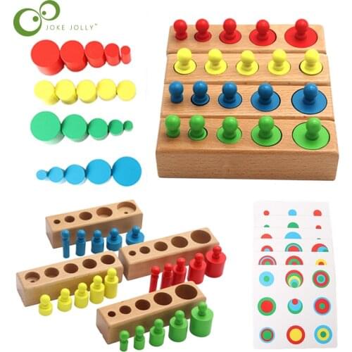 Baby Montessori Educational Wooden Toys Colorful Socket Cylinder Block Set Children Educational Preschool Early Learning Toy ZXH