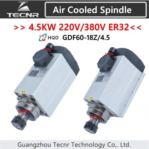 HQD 4.5kw 220v 380v air cooled spindle motor ER32 4pcs Bearings for cnc router machine GDF60-18Z/4.5