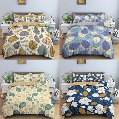 Flower Pattern Bedding Sets Fallen Leaves Duvet Cover Bedclothes Twin/Queen/King Size Bed Room For Kids Boys Bedding