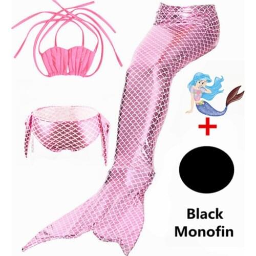 Little Mermaid Tails for Swimming Costume Mermaid Tail Cosplay Girls Swimsuit Bikini Kids Children Swimmable suit Monofin