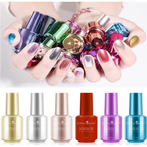 New Fashion 12 Colors Mirror Effect Nail Polish Metallic Lacquer Nail Polish Nail Art Polish Rose Silver Varnish Nail Polish