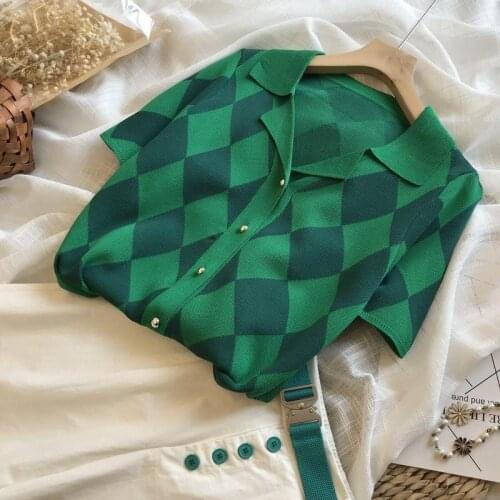 2021 Summer Short Knitted Cardigan Top Womens Summer Thin Loose Foreign Style Short Sleeve Top