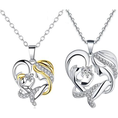 Moms Love, Mothers Day Heart-shaped Zircon Necklace Mom And Baby