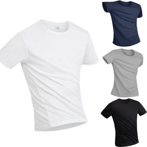 2020 MenS T Shirt Short Sleeve T-Shirt O-Neck Slim Solid Color Half Sleeved Tee T Shirts male black white grey casual t shirts