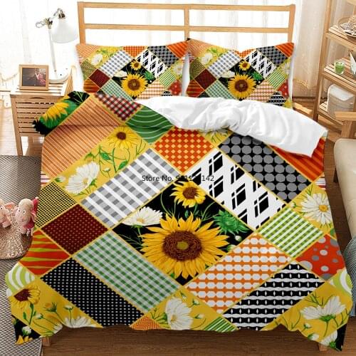 New 3D-printed Sunflower Pattern Home Textile Adult Children Bedroom Decorative Bedding Deluxe 2/3 Down Bed Cover Pillowcase