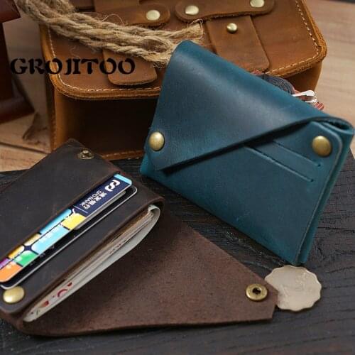 GROJITOO New Hot sale genuine leather coin purse mens and womens wallet cowhide mini Coin card bag