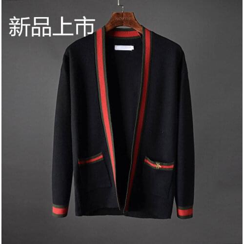 2019 autumn new European and American high quality knitted cardigan mens Korean casual loose sweater jacket