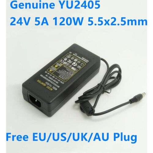 Genuine 24V 5A 120W 5.5x2.5mm YU2405 YU5024 AC Adapter Power Supply For LED Strip Led Lamp Lighting Laptop Monitor Charger