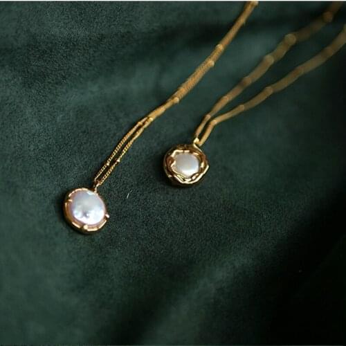 Irregular Baroque Pearl Collar Necklace Solid 925 Sterling Silver Ball Chain Women Freshwater Pearl Chain Party Wedding Jewelry