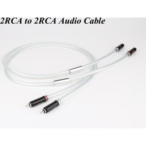Pair 5N OCC Single Crystal Silver Plated + Rhodium plated Rca plug 2RCA to 2RCA Audiophiles Audio Cable for Home Theater DVD TV