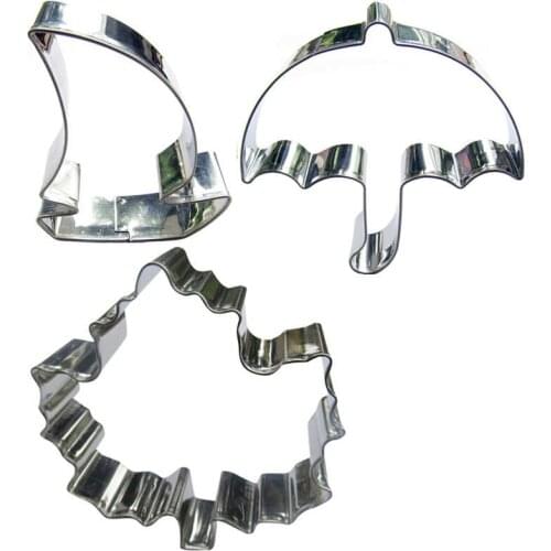 Sailing boat, Umbrella, Maple leaf shaped 3 piece biscuit cutting molds, baking tools, cake decorating soft candy tools