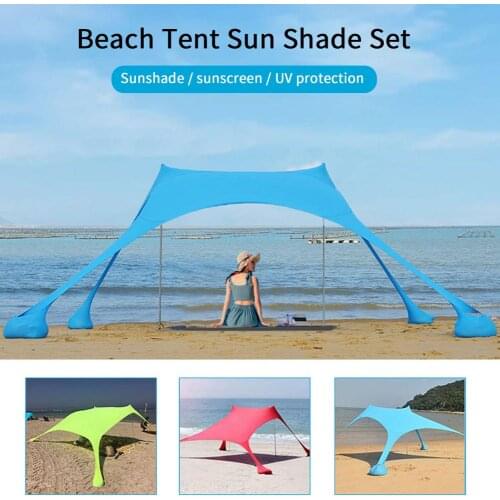 Portable Sun Shade Tent With Sandbag UV Lycra Large Family Canopy For Outdoor Fishing Camping Beach Sunshade Awning Set