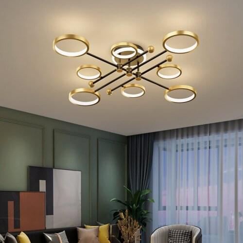 Postmodern ceiling lamp copper light luxury simple atmosphere living room dining room bedroom lamp Nordic lamp