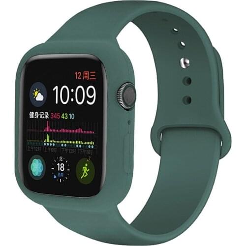 Silicone Strap For Apple Watch 6 Band SE with Protective Case 44mm 40mm iWatch Bands Series 5 4 Sports Wristband 2021