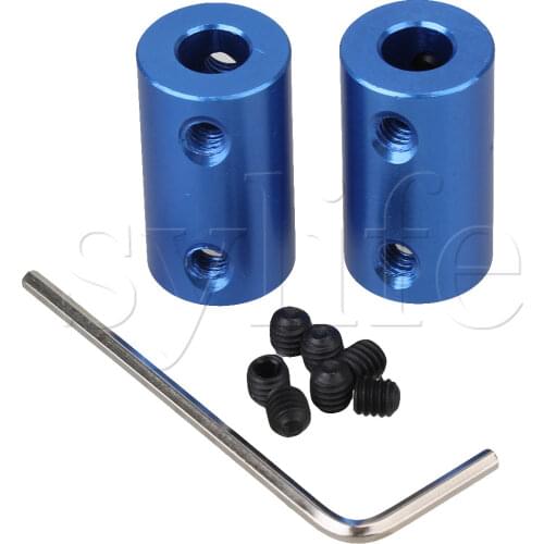 2pcs 6.35 x 6.35mm Blue Aluminum Alloy Shaft Motor Rigid Solid Coupling Coupler