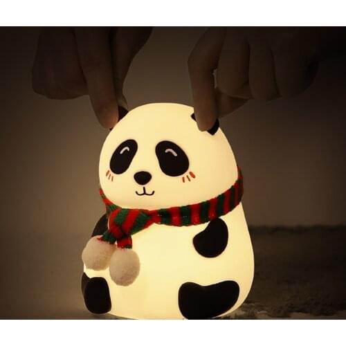 Touch Sensor Panda LED Night Light USB Charge Baby Sleeping Nursery Lamp Silicone Home Decor BedsideTable Lamp Christmas Gift