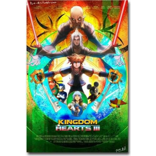 T15 kingdom hearts Game 6 Silk Fabric Wall Poster Art Decor Sticker Bright