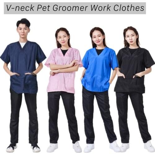 5 Styles Pet Groomer V-neck Uniform Breathable/ Waterproof Cat Dog Hair School Hospital Dedicated Apron Custom Logo G0607