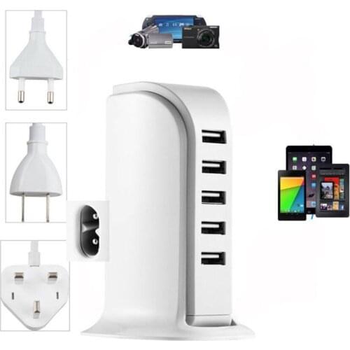 Universal 5 Multi-Port USB Wall Travel Charger Desktop USB Hub Charging Station EU US Plug Charger Adapter