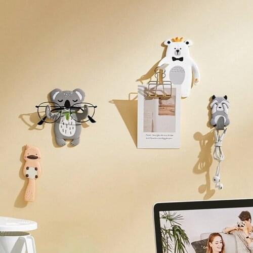 Cartoon Animal Hanger Nail-free Bending Glue Hanger PVC Door Hanger Plug Home Wall Decoration Key Hanger Hooks