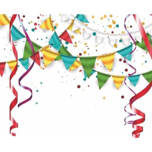 VinylBDS Happy Birthday Photography Studio Backdrop Colorful Banner Fireworks Tassel Photo Booth Backdrop Also For New Year