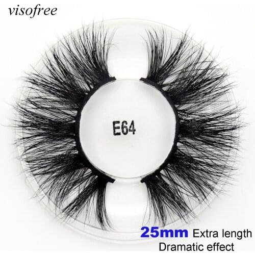 Visofree Real 5D Mink Length 25mm Black False Eyelashes Thick Long Messy Cross Eye Lashes Extension Stage Eye Makeup Tools E64