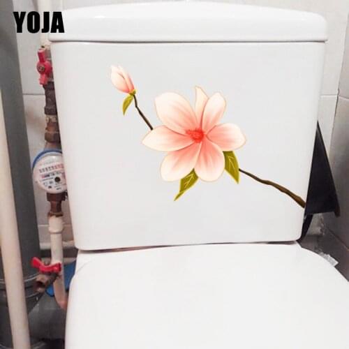 YOJA 23.9*11.6CM Alooming Magnolia Flower WC Decor Toilet Sticker Creative Home Room Wall Decal T1-0610