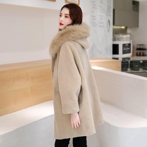 Shearing Sheep Real Korean Winter Coat Fox Fur Collar Oversize Wool Jacket Women Clothes 2020 YJR-02 YY2289