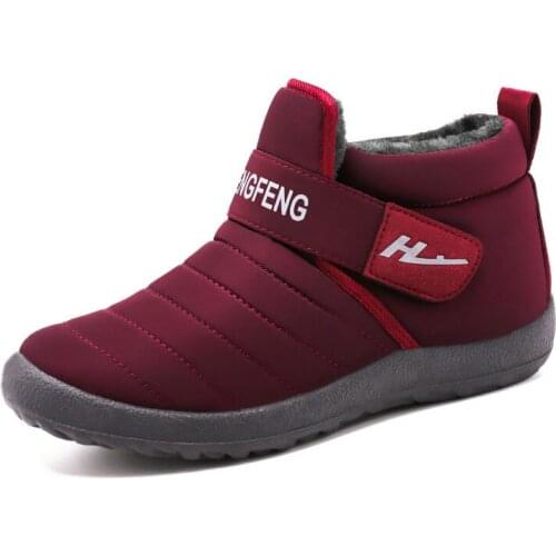 Womens Boots Winter Large Size 43-45 Hook Loop Sturdy Sole Ankle Boots Women Solid Plush Snow Boots Woman warm Shoes Cheap