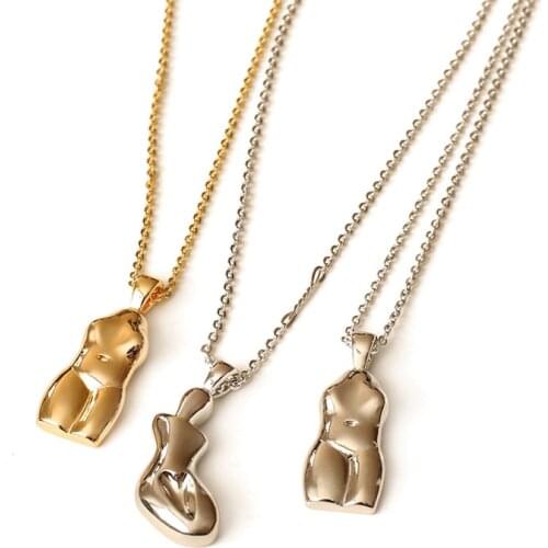Woman body pendant necklace for women gold color abstract retro vintage unique funny necklace fashion 2020