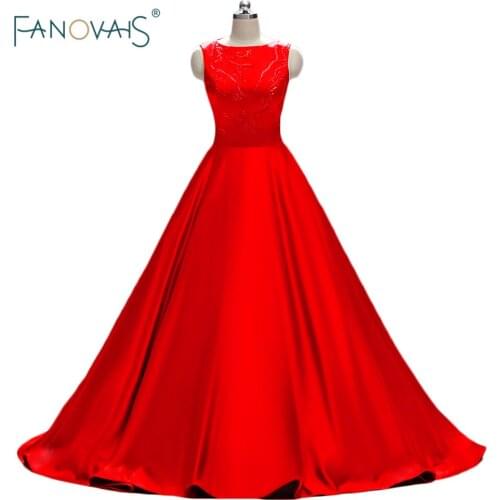 Sexy Robe de soiree Red Prom Dress Beaded Unique Style Long Evening Dresses 2019 Formal Prom Party Gown Vestido de Fiesta EV03