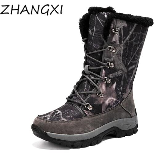 Winter Mens Hiking Boots Snow Boots Plus Velvet Warm Side Zipper Outdoor Casual Short Boots Resistance Men Cotton Shoes