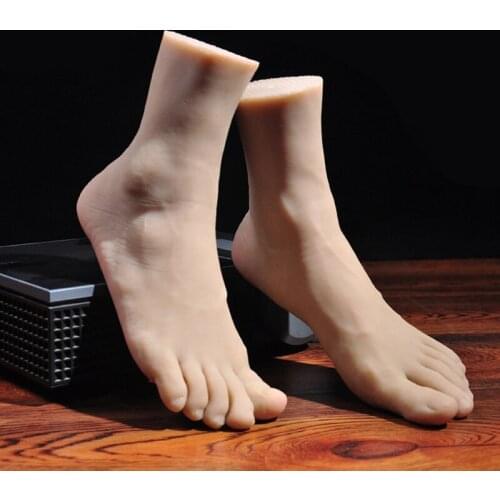 1 Pair Silicone Men Feet Mannequin One Right Left Lifelike Model Legs For Display Shoes Model Fetish zeEUR44 Size
