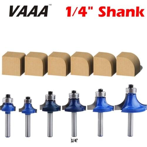 VAAA 1PC 1/4" Shank Corner Round Over Router Bit with Bearing Milling Cutter for Wood Woodworking Tool Tungsten Carbide