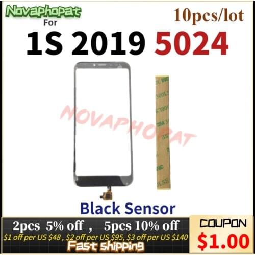 Novaphopat Black For Alcatel 1S 2019 5024 5024D 5024Y 5024K Touch Screen Digitizer Glass Sensor Screen 10pcs/lot
