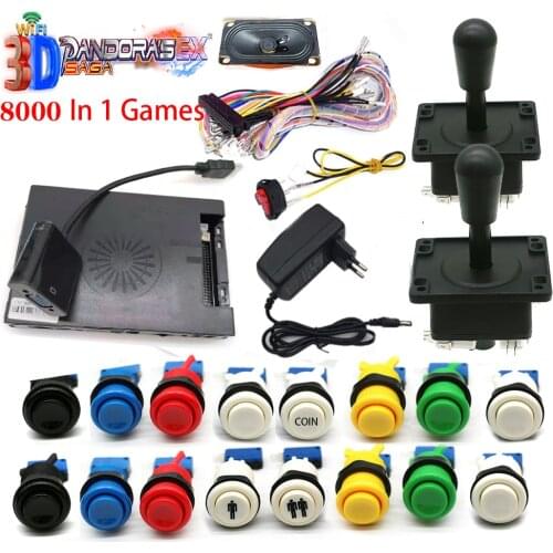 3D Pandora Saga EX Box 14 8000 In 1 Wifi DIY Kit 2 Playes Arcade Game Cabinet 8 Way Joystick HAPP Push Button With Speaker