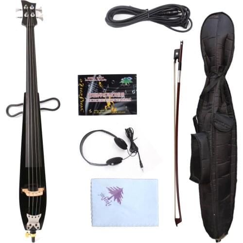 4/4 Electric Cello 4 String Silent Powerful Sound Ebony Part Top Grade Black Color