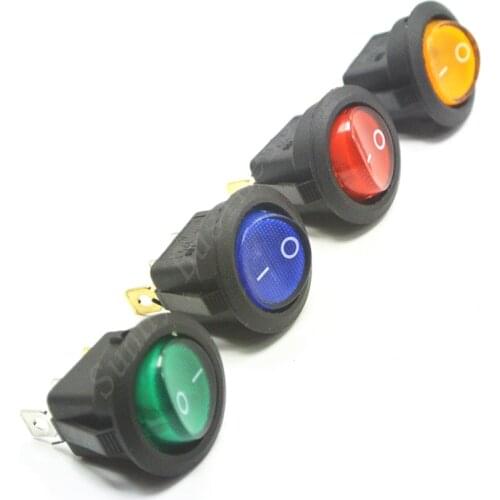 4PCS 3 pin 6.3mm terminals 12V 24V 220V Universal LED illuminated Car button light push button Switch ON/OFF Round Rocker Switch