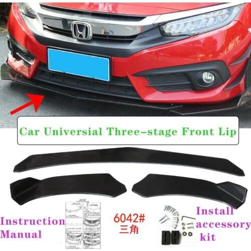 2 Style 4 Pieces Car Front Bumper Lip Body Kit Spoiler Splitter ABS Bumper Canard Lip Splitter Universal For Tesla Model 3 Sedan