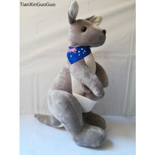 Large 45cm lovely kangaroo plush toy blue flag kangaroo soft doll throw pillow Christmas gift b1472